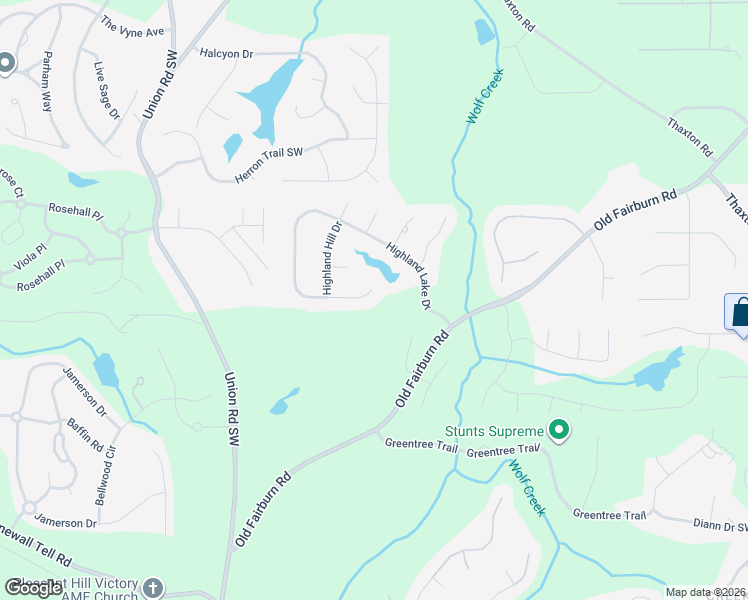 map of restaurants, bars, coffee shops, grocery stores, and more near 5225 Highland Lake Drive in Atlanta