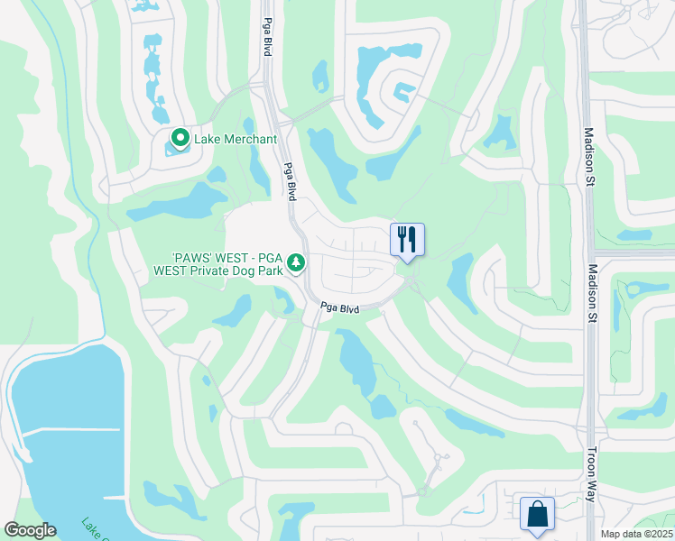 map of restaurants, bars, coffee shops, grocery stores, and more near 80244 Redstone Way in La Quinta