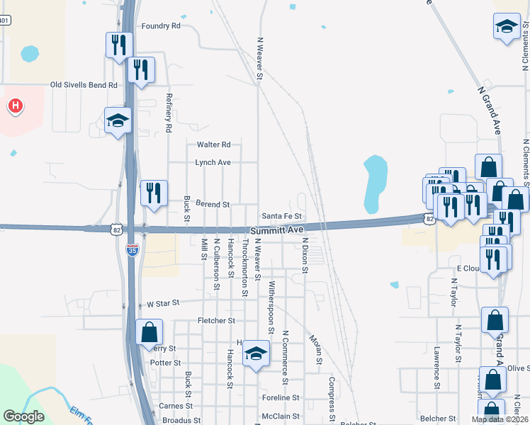 map of restaurants, bars, coffee shops, grocery stores, and more near 1706 North Weaver Street in Gainesville