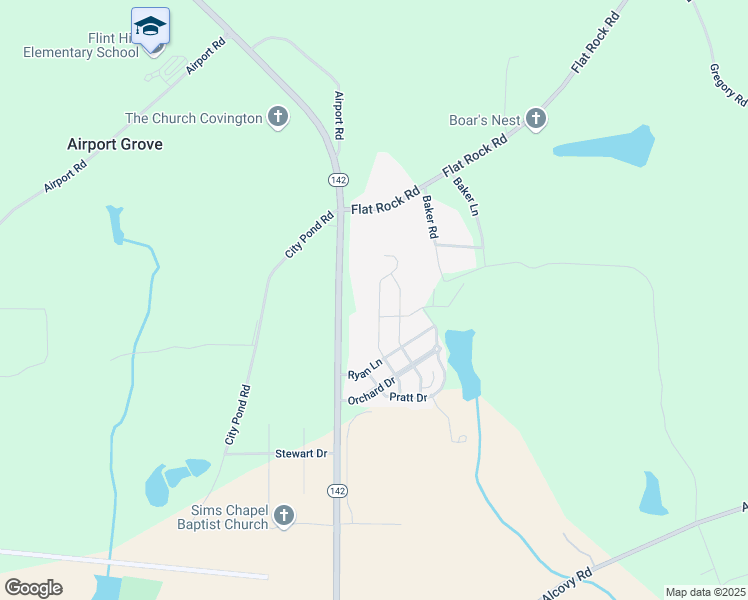 map of restaurants, bars, coffee shops, grocery stores, and more near 175 Orchard Lane in Covington