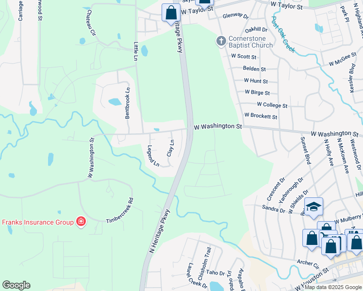 map of restaurants, bars, coffee shops, grocery stores, and more near Madison Place in Sherman