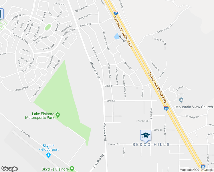 map of restaurants, bars, coffee shops, grocery stores, and more near 21131 Olive Street in Lake Elsinore