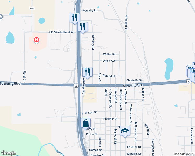 map of restaurants, bars, coffee shops, grocery stores, and more near 1712 Buck Street in Gainesville