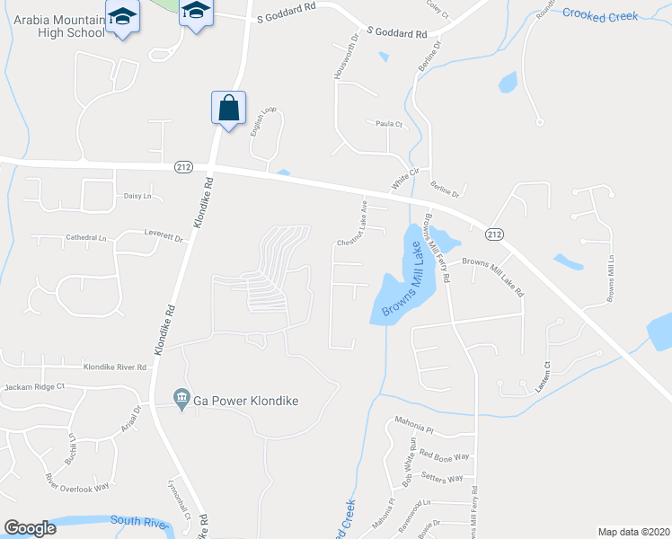 map of restaurants, bars, coffee shops, grocery stores, and more near 6563 Lake Mill Trce in Lithonia