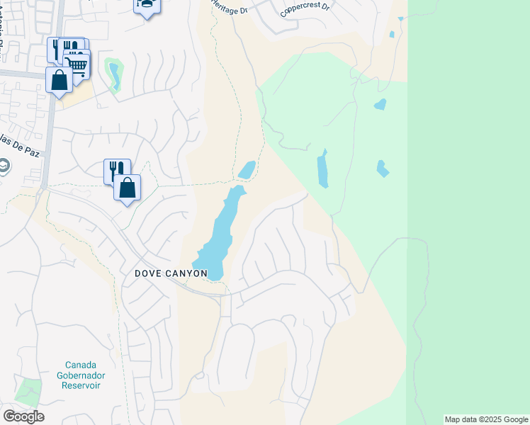 map of restaurants, bars, coffee shops, grocery stores, and more near 21 Hillrise in Rancho Santa Margarita