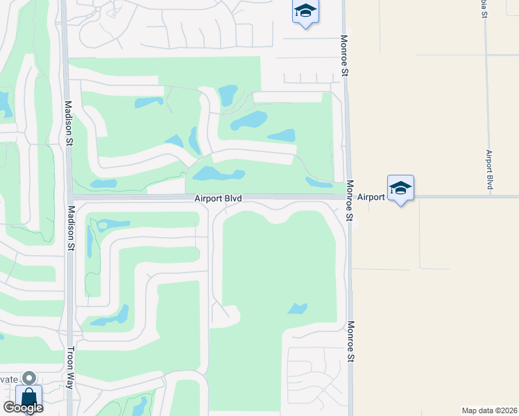 map of restaurants, bars, coffee shops, grocery stores, and more near 56012 Village Drive in La Quinta
