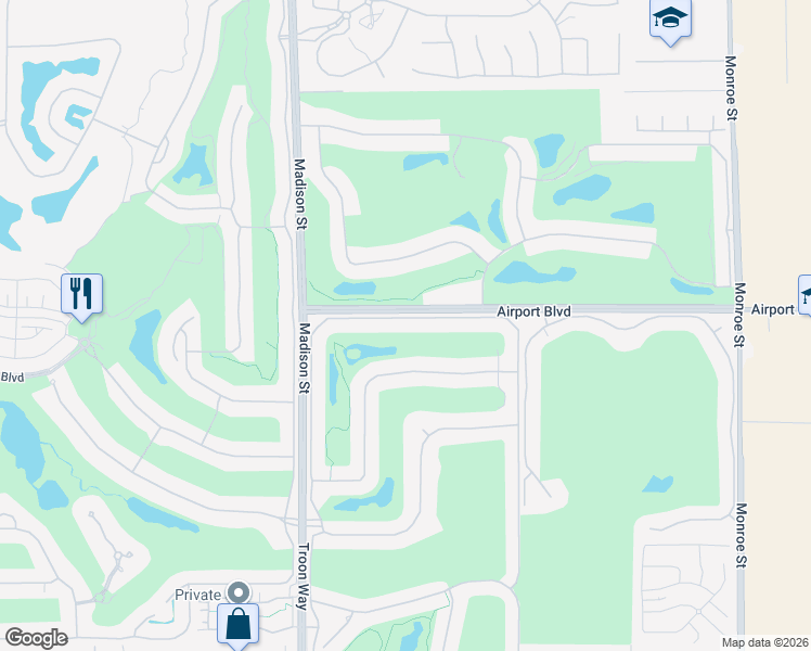 map of restaurants, bars, coffee shops, grocery stores, and more near 81135 Muirfield Village in La Quinta