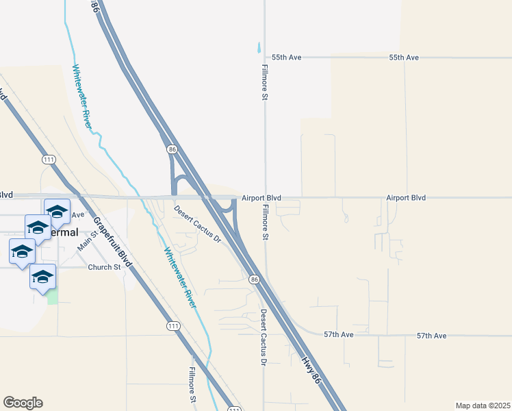 map of restaurants, bars, coffee shops, grocery stores, and more near 87942 Airport Boulevard in Thermal