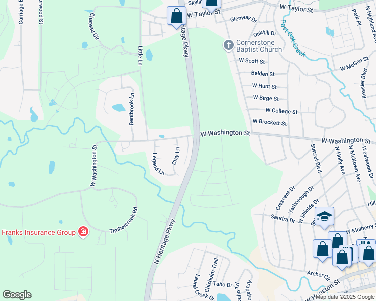 map of restaurants, bars, coffee shops, grocery stores, and more near Madison Place in Sherman