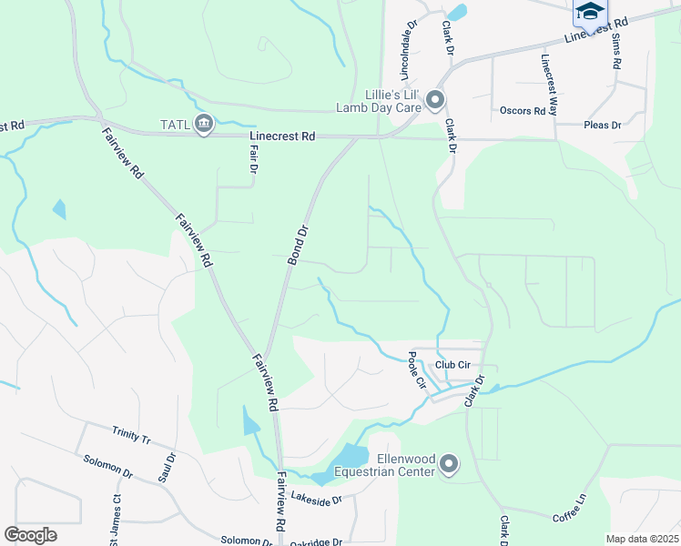 map of restaurants, bars, coffee shops, grocery stores, and more near 104 Amelia Way in Ellenwood