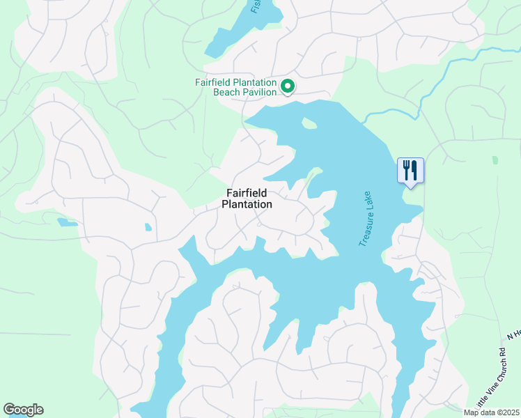 map of restaurants, bars, coffee shops, grocery stores, and more near in Fairfield Plantation