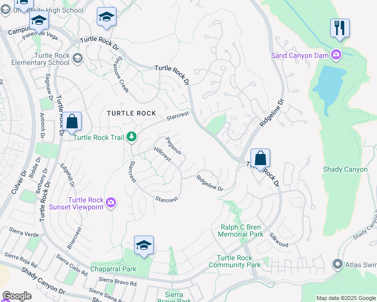 map of restaurants, bars, coffee shops, grocery stores, and more near 5 Argo in Irvine