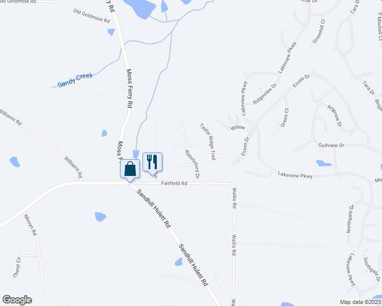 map of restaurants, bars, coffee shops, grocery stores, and more near 81 Abbotsford Drive in Villa Rica