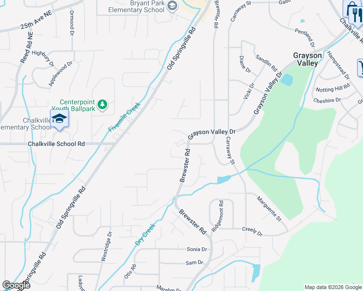 map of restaurants, bars, coffee shops, grocery stores, and more near 2016 Brewster Road in Birmingham