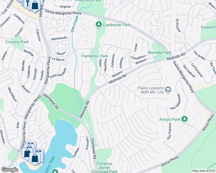 map of restaurants, bars, coffee shops, grocery stores, and more near 28451 Fieldbrook in Mission Viejo