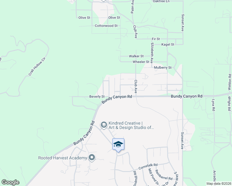 map of restaurants, bars, coffee shops, grocery stores, and more near 32950 Rhinehart Street in Wildomar