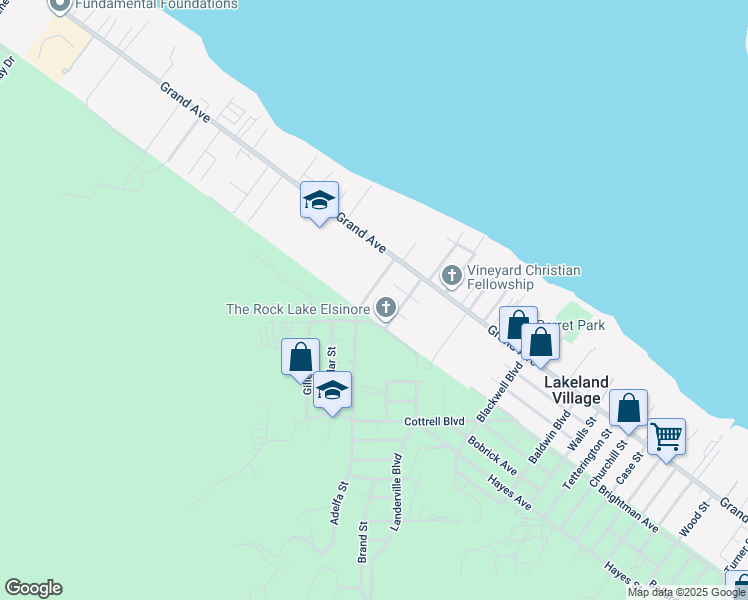 map of restaurants, bars, coffee shops, grocery stores, and more near 33078 Adelfa Street in Lake Elsinore
