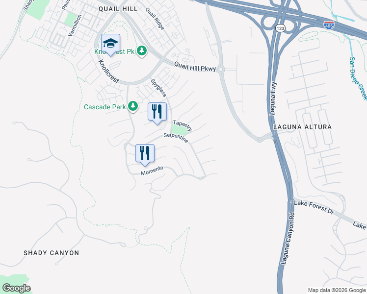 map of restaurants, bars, coffee shops, grocery stores, and more near 36 Silhouette in Irvine