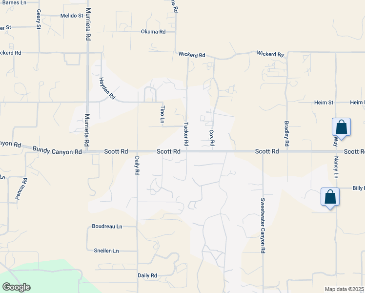 map of restaurants, bars, coffee shops, grocery stores, and more near 32905 Tucker Road in Menifee