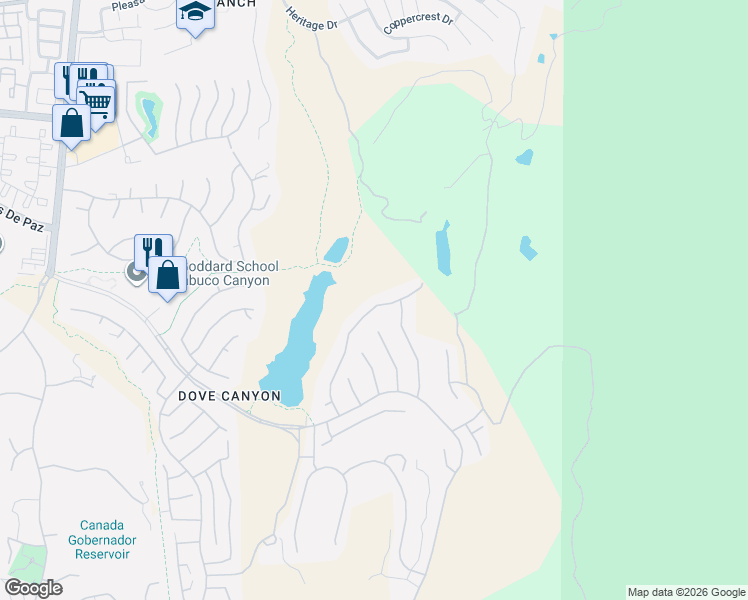 map of restaurants, bars, coffee shops, grocery stores, and more near 2 Hillrise in Rancho Santa Margarita