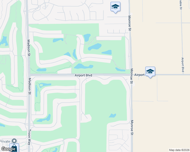 map of restaurants, bars, coffee shops, grocery stores, and more near 56012 Village Drive in La Quinta