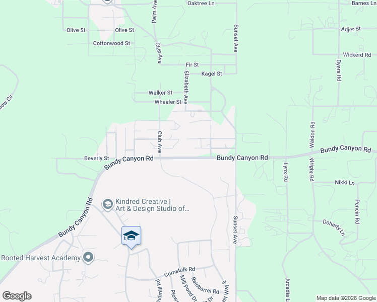 map of restaurants, bars, coffee shops, grocery stores, and more near 32960 Elizabeth Avenue in Menifee