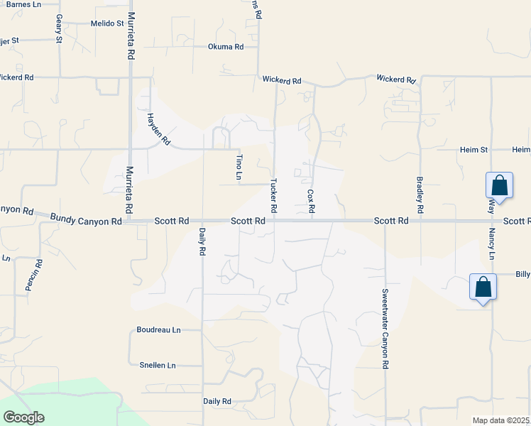 map of restaurants, bars, coffee shops, grocery stores, and more near 32905 Tucker Road in Menifee