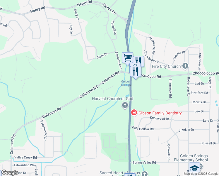 map of restaurants, bars, coffee shops, grocery stores, and more near 813 April Lane in Anniston