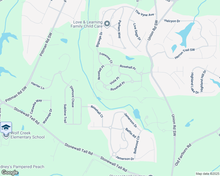map of restaurants, bars, coffee shops, grocery stores, and more near 5595 Rosehall Place in Atlanta