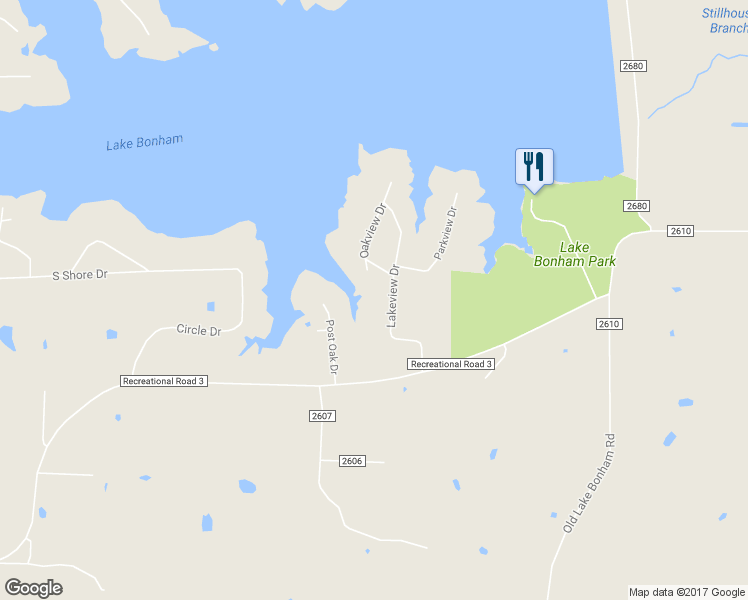 map of restaurants, bars, coffee shops, grocery stores, and more near 6915 Lakeview Drive in Bonham