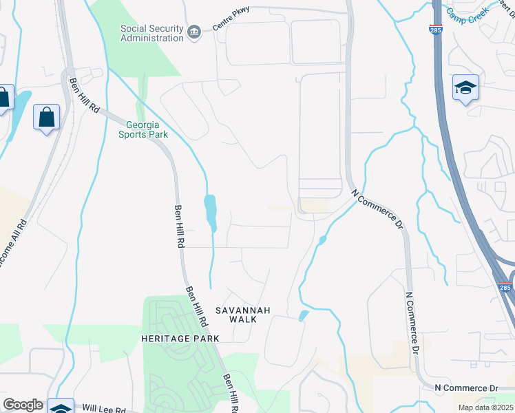 map of restaurants, bars, coffee shops, grocery stores, and more near 5360 Somerlane Trail Southwest in College Park