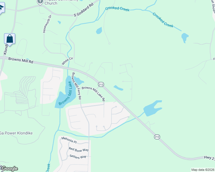 map of restaurants, bars, coffee shops, grocery stores, and more near 7156 Browns Mill Road in Stonecrest