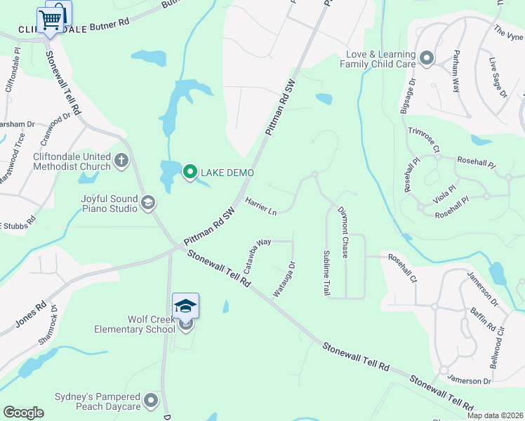 map of restaurants, bars, coffee shops, grocery stores, and more near 5873 Harrier Lane in Atlanta