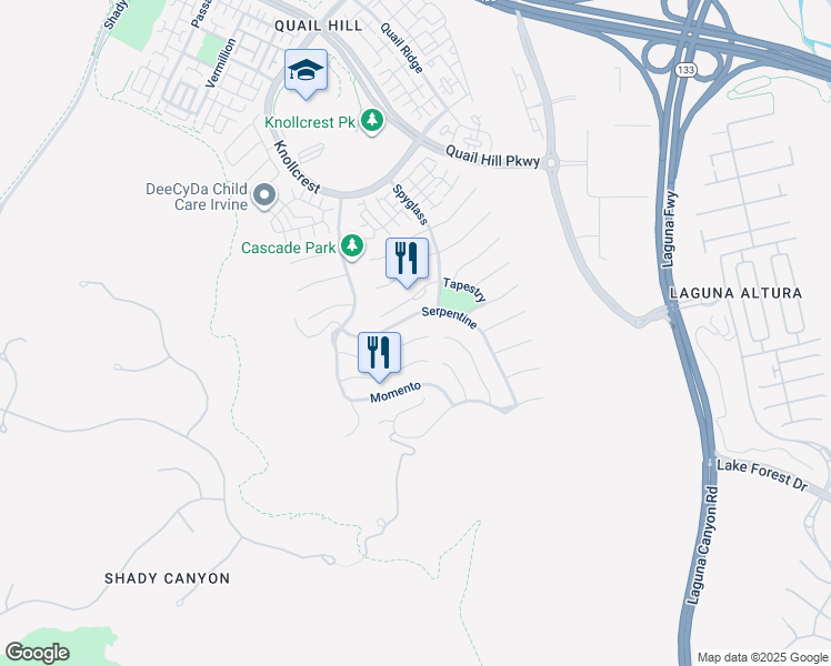 map of restaurants, bars, coffee shops, grocery stores, and more near 41 Balcony in Irvine