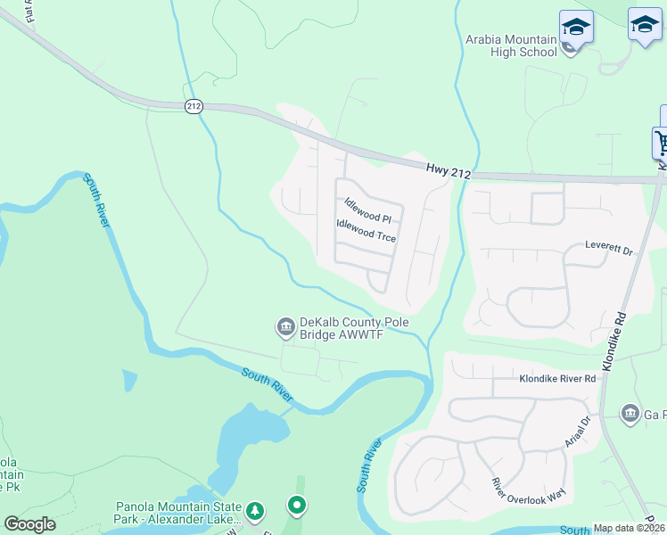 map of restaurants, bars, coffee shops, grocery stores, and more near 4376 Idlewood Park in Stonecrest