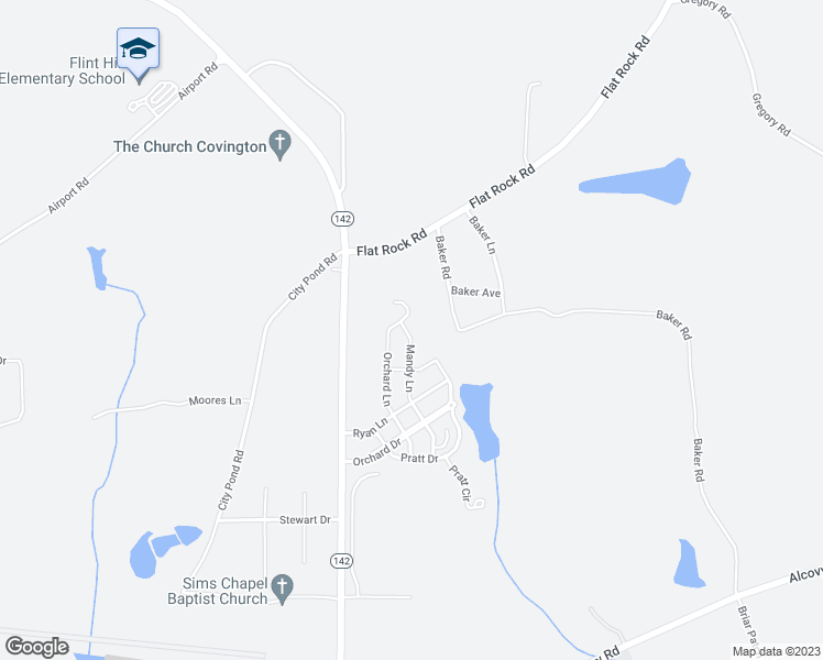 map of restaurants, bars, coffee shops, grocery stores, and more near 170 Mandy Lane in Covington