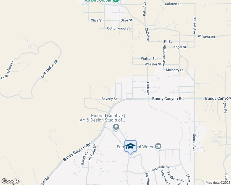map of restaurants, bars, coffee shops, grocery stores, and more near Upton Drive in Wildomar