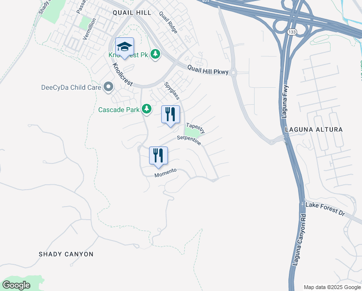 map of restaurants, bars, coffee shops, grocery stores, and more near 47 Balcony in Irvine