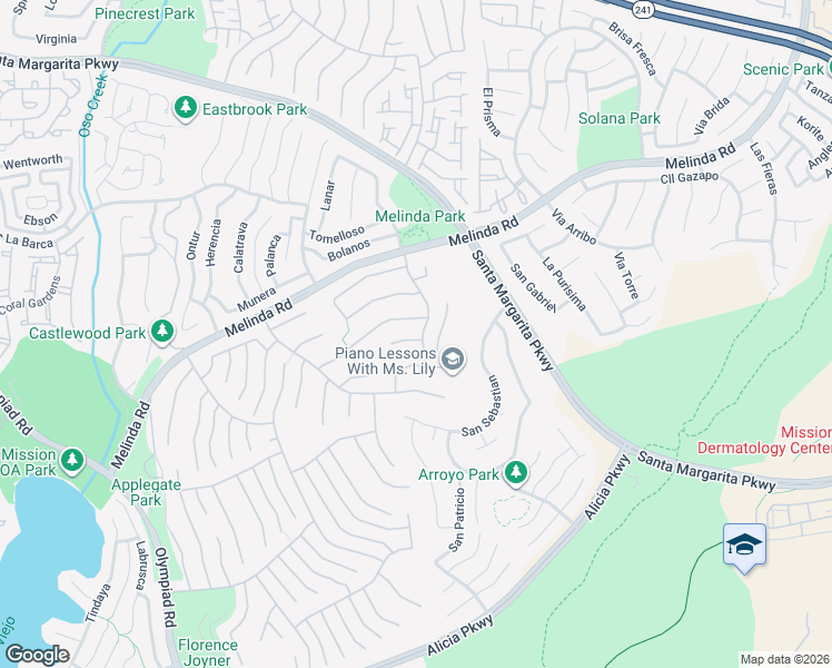 map of restaurants, bars, coffee shops, grocery stores, and more near 28882 Greenacres in Mission Viejo