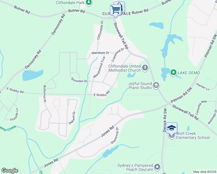map of restaurants, bars, coffee shops, grocery stores, and more near 6430 East Stubbs Road in College Park