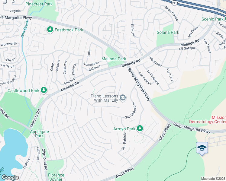 map of restaurants, bars, coffee shops, grocery stores, and more near 28881 Greenacres in Mission Viejo