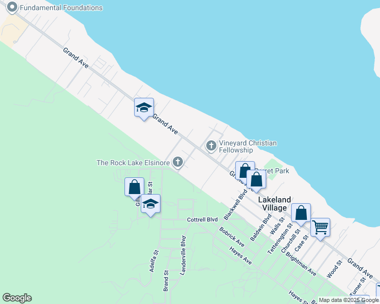 map of restaurants, bars, coffee shops, grocery stores, and more near 17354 Kniffen Avenue in Lake Elsinore