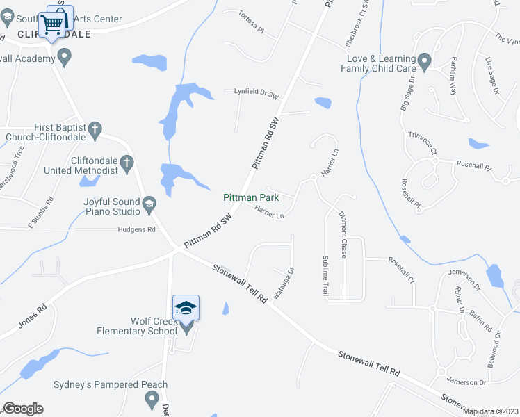 map of restaurants, bars, coffee shops, grocery stores, and more near 5872 Harrier Lane in Atlanta