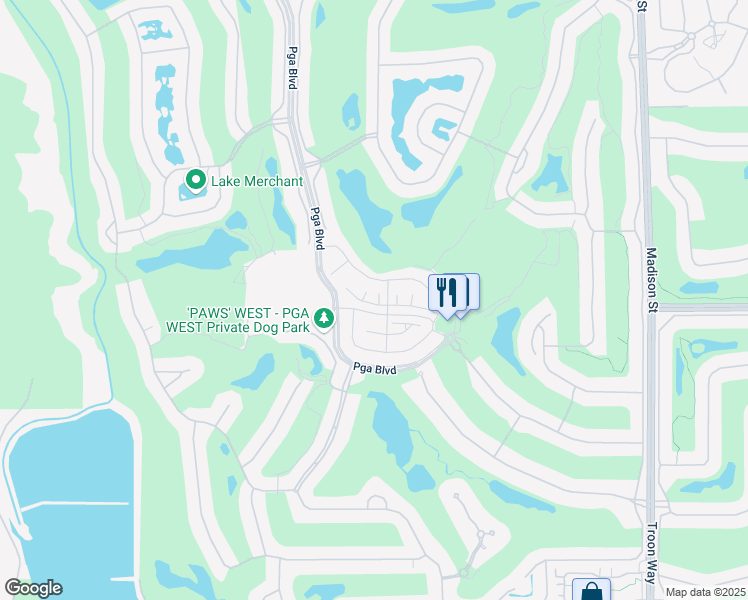 map of restaurants, bars, coffee shops, grocery stores, and more near 80218 Whisper Rock Way in La Quinta