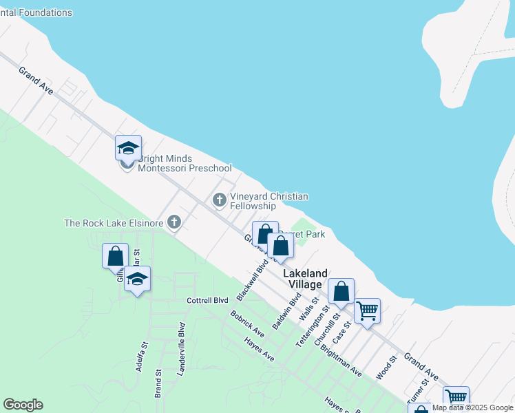 map of restaurants, bars, coffee shops, grocery stores, and more near 17528 Arch Way in Lake Elsinore