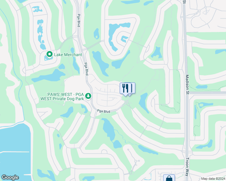 map of restaurants, bars, coffee shops, grocery stores, and more near 80467 Whisper Rock Way in La Quinta
