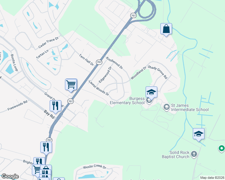 map of restaurants, bars, coffee shops, grocery stores, and more near 8670 Laurel Woods in Myrtle Beach