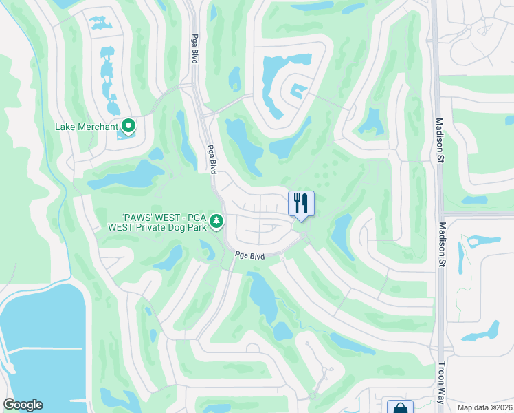 map of restaurants, bars, coffee shops, grocery stores, and more near 80258 Whisper Rock Way in La Quinta