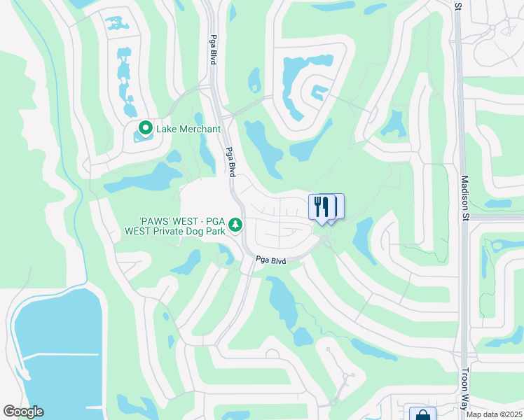 map of restaurants, bars, coffee shops, grocery stores, and more near 80208 Whisper Rock Way in La Quinta