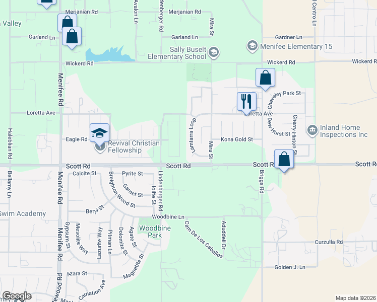 map of restaurants, bars, coffee shops, grocery stores, and more near 32921 Lamtarra Loop in Menifee